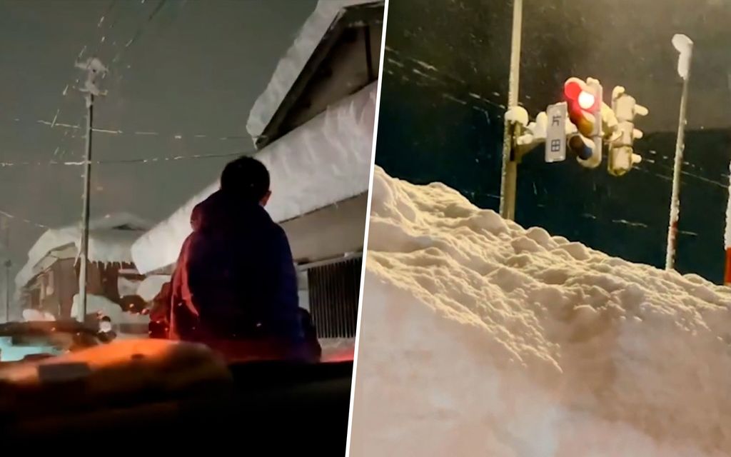 Lähes metri lunta – video: Japani on peittymässä nietoksiin