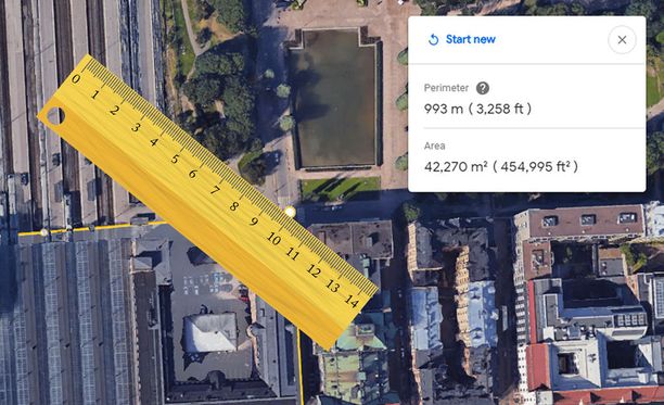 Google Earthissa on nyt mahdollista mitata välimatkoja ja pinta-aloja.