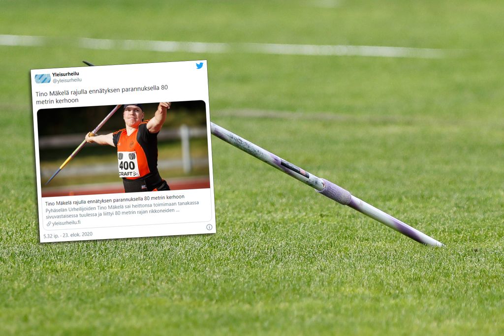 Keihäässä uusi 80 metrin ylittäjä – 21-vuotias Tino paransi ennätystään yli seitsemän metriä