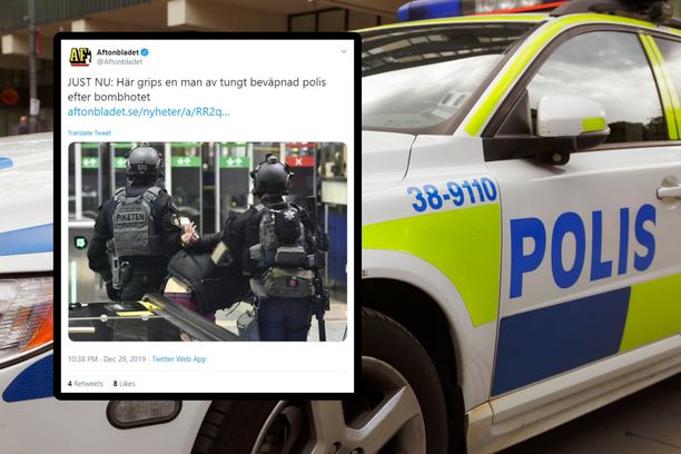 Ruotsissa pommiuhka metrossa - poliisin erikoisjoukot paikalla