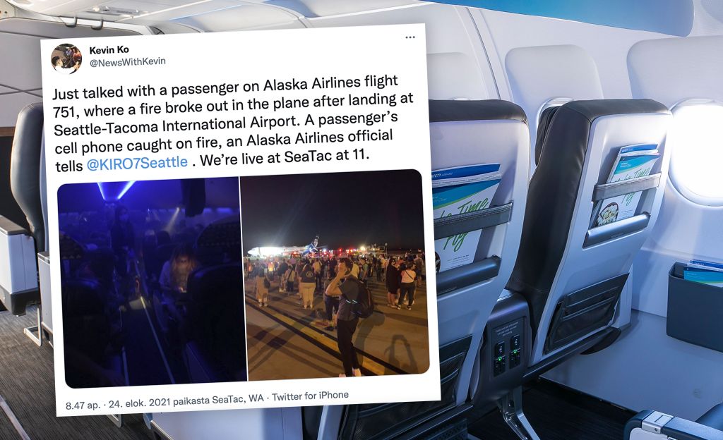 Puhelin leimahti tuleen lentokoneessa – matkustajat evakuoitiin