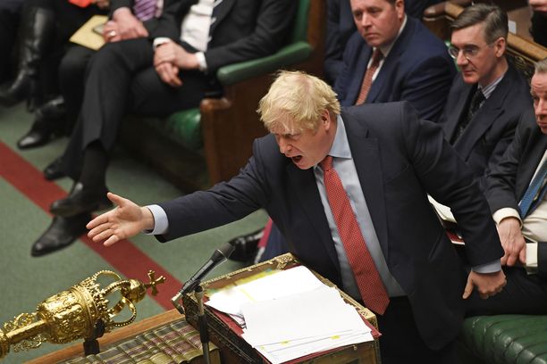 Boris Johnson puhui Lontoon parlamentissa keskiviikkona.