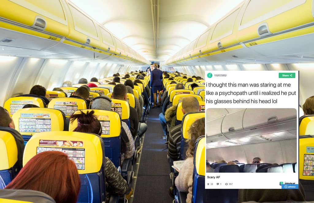 Kanssamatkustaja luuli miehen tuijottavan maanisesta lentokoneessa - huomaatko mistä kuvassa on kyse?