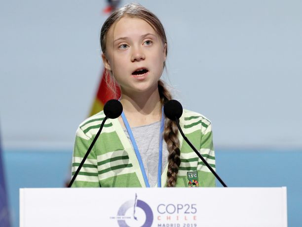 Greta Thunberg Madridin ilmastokokouksessa joulukuussa.