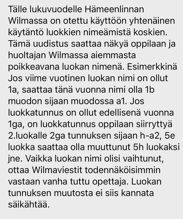 Wilma-viesti huvitti Hämeenlinnassa