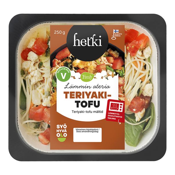 Hetki Teriyaki-tofuateria on runsasproteiininen ja vegaaninen.