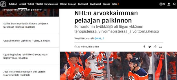 NHL:n arvokkaimman pelaajan nimi lipsahti julki