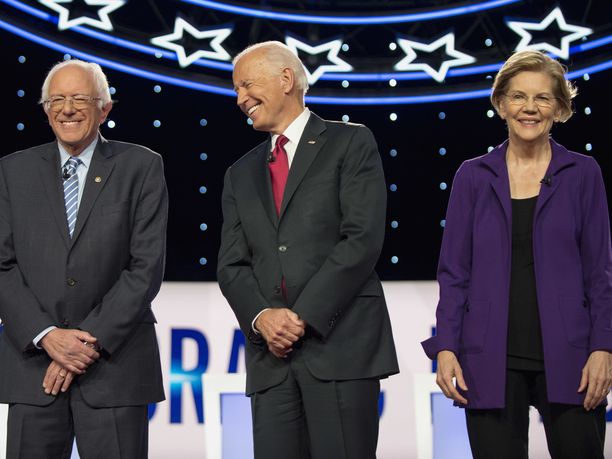 Demokraattien Bernie Sanders, Joe Biden ja Elizabeth Warren johtavat Donald Trumpia roimalla erolla tuoreessa kannatusmittauksessa.