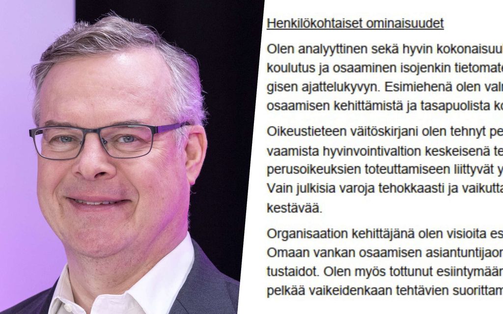 Tällaisen työhakemuksen Lasse Lehtonen lähetti Kelaan    